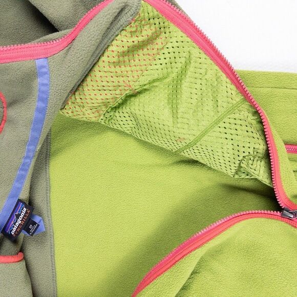 Patagonia Synchilla Snap-T Jacket XS Spanish Moss Green Pink Full Zip Fleece - Picture 6 of 6